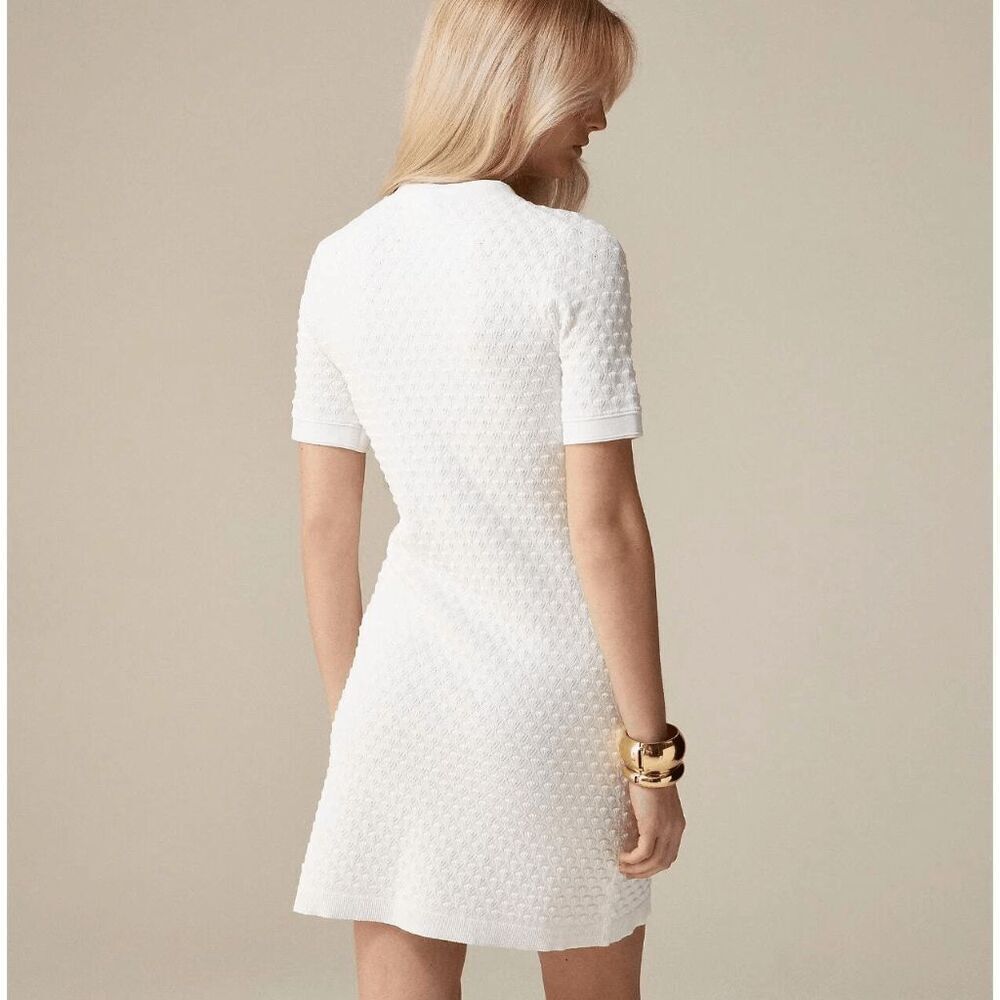 J.Crew NWT Textured Lady Sweater Dress White Preppy Classic Stretch Knit XS - Picture 2 of 5
